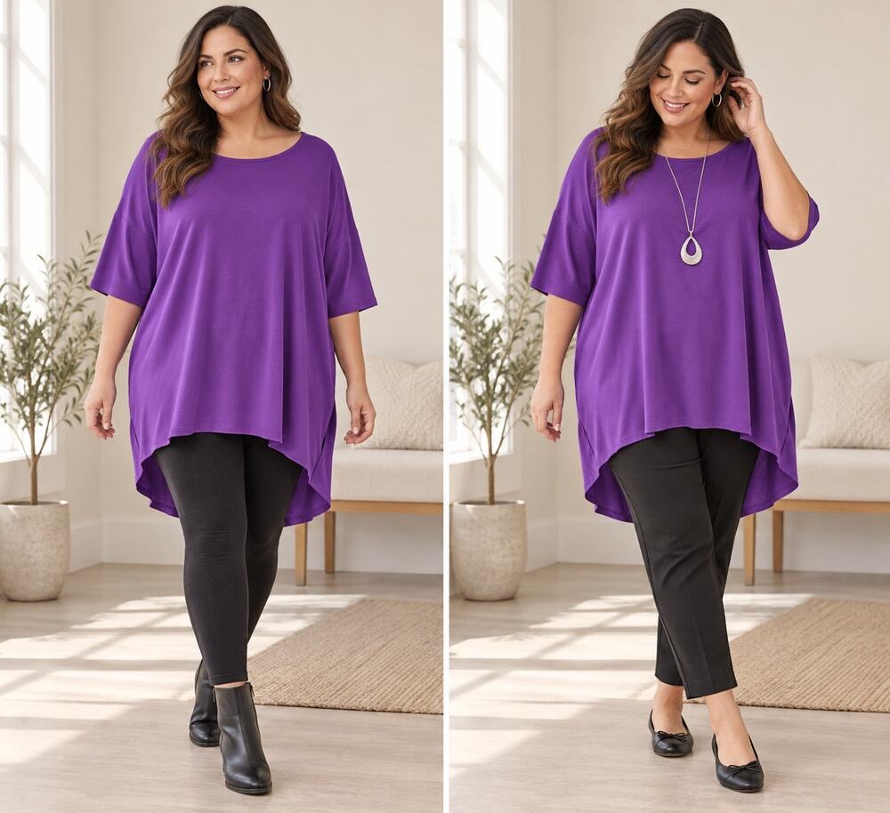 LuLaRoe Irma Tunic Top XL Purple Oversized High Low Stretch Knit NWT